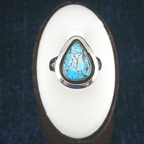 انگشتر نقره زنانه و مردانه طرح اشکی توکل با نگین فیروزه نیشابوری - Image 4