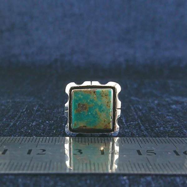 انگشتر نقره زنانه و مردانه طرح مربعی توحید با نگین فیروزه نیشابوری - Image 4