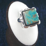 انگشتر نقره زنانه و مردانه طرح مربعی توحید با نگین فیروزه نیشابوری