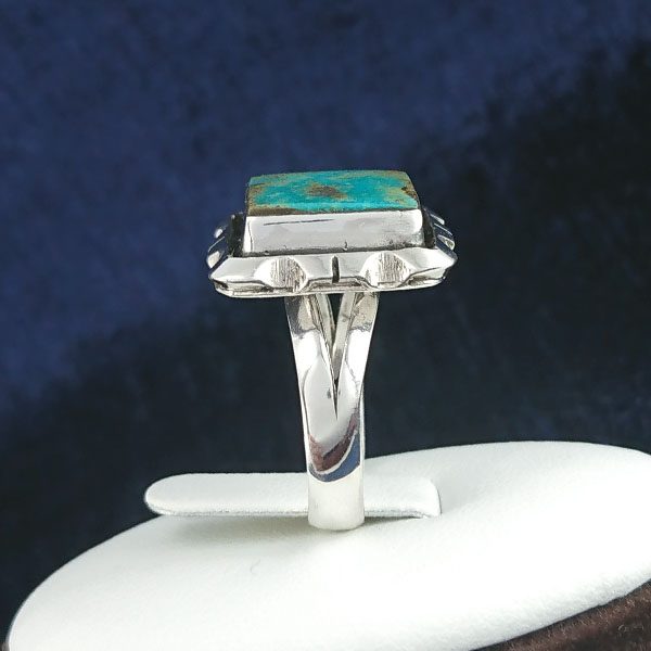 انگشتر نقره زنانه و مردانه طرح مربعی توحید با نگین فیروزه نیشابوری - Image 2