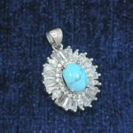 گردنبند نقره زنانه طرح آیناز با سنگ فیروزه نیشابوری