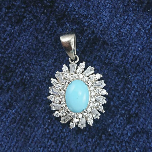 گردنبند نقره زنانه طرح اسرا با نگین فیروزه نیشابوری - Image 3