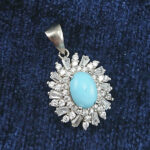 گردنبند نقره زنانه طرح اسرا با نگین فیروزه نیشابوری