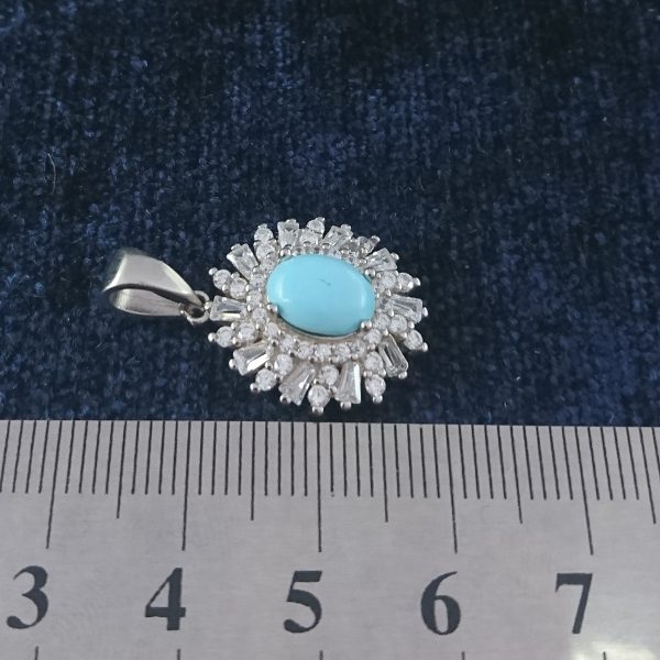 گردنبند نقره زنانه طرح اسرا با نگین فیروزه نیشابوری - Image 2