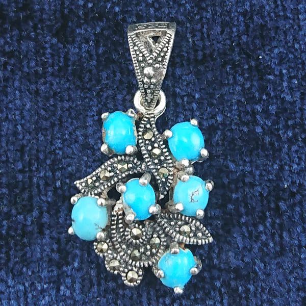 گردنبند نقره زنانه طرح نگین با سنگ فیروزه نیشابوری - Image 3