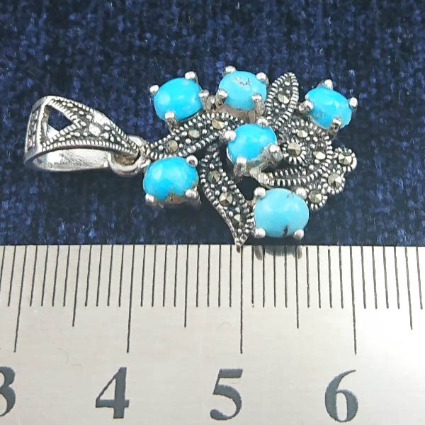 گردنبند نقره زنانه طرح نگین با سنگ فیروزه نیشابوری - Image 4