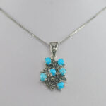 گردنبند نقره زنانه طرح نگین با سنگ فیروزه نیشابوری - Image 2