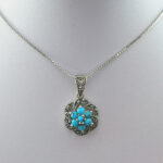 گردنبند نقره زنانه طرح الهه با سنگ فیروزه نیشابوری - Image 2