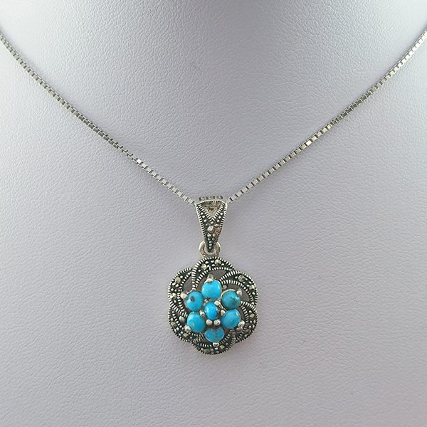 گردنبند نقره زنانه طرح الهه با سنگ فیروزه نیشابوری - Image 2