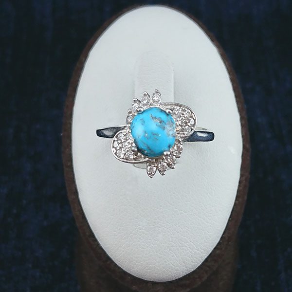 انگشتر نقره زنانه طرح پرستو با نگین فیروزه نیشابوری - Image 2