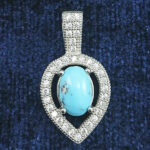 گردنبند نقره زنانه طرح اشکی مهدیس با سنگ فیروزه نیشابوری - Image 4