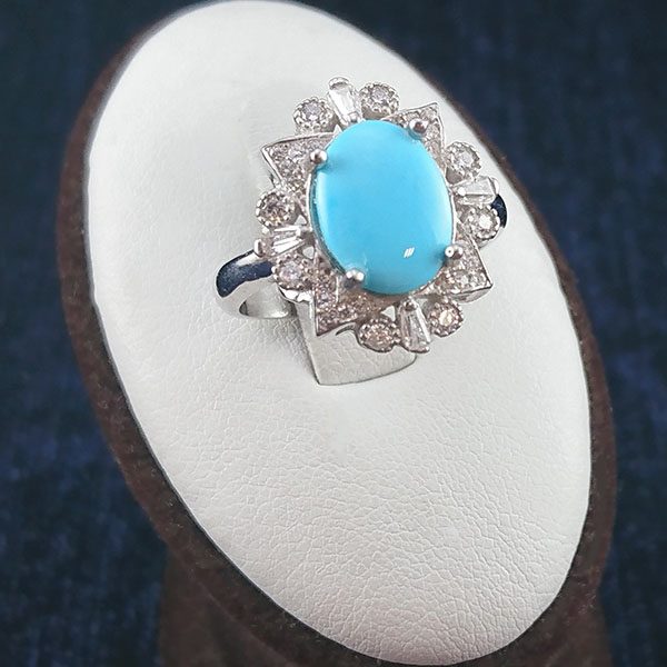 ۲۱۰۳۲ انگشتر فیروزه زنانه نقره مجلسی