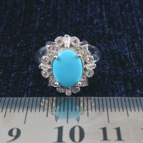 انگشتر نقره زنانه طرح چکامه با نگین فیروزه نیشابوری - Image 2