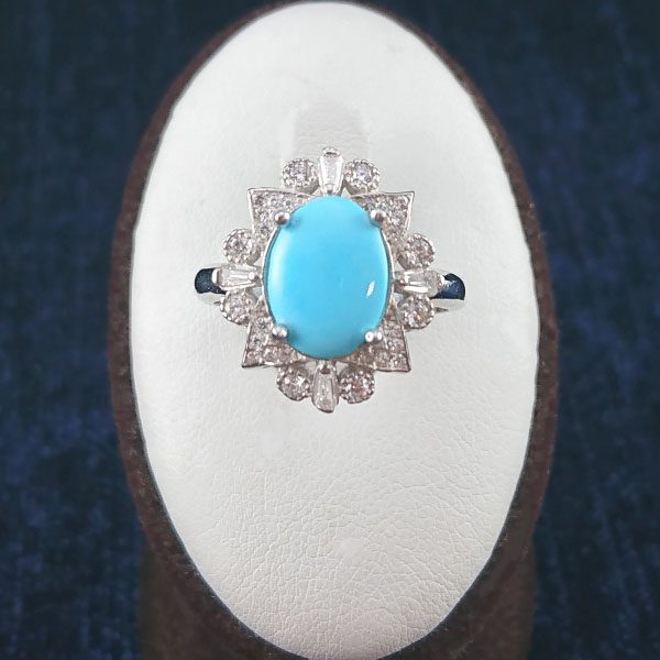 انگشتر نقره زنانه طرح چکامه با نگین فیروزه نیشابوری - Image 3