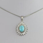 گردنبند نقره زنانه طرح مهشید با سنگ فیروزه نیشابوری - Image 2