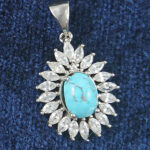 گردنبند نقره زنانه طرح مهشید با سنگ فیروزه نیشابوری