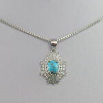 گردنبند نقره زنانه طرح آسیه با سنگ فیروزه نیشابوری - Image 2