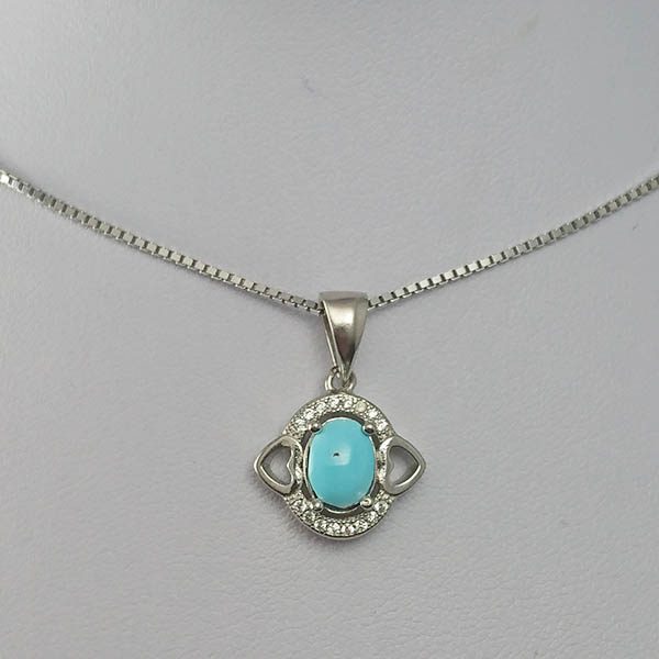 گردنبند نقره زنانه طرح فریده با سنگ فیروزه نیشابوری - Image 2