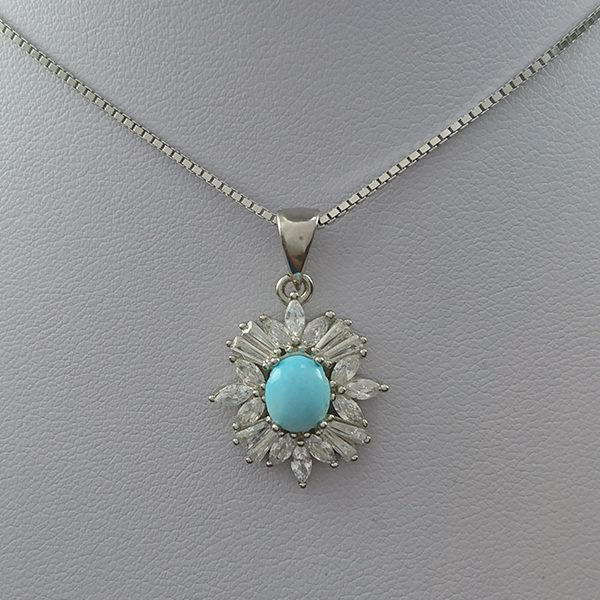 گردنبند نقره زنانه طرح سهیلا با سنگ فیروزه نیشابوری - Image 3