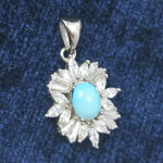 گردنبند نقره زنانه طرح سهیلا با سنگ فیروزه نیشابوری