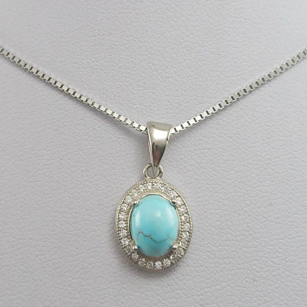 گردنبند نقره زنانه طرح فرزانه با سنگ فیروزه نیشابوری - Image 2