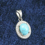 گردنبند نقره زنانه طرح فرزانه با سنگ فیروزه نیشابوری