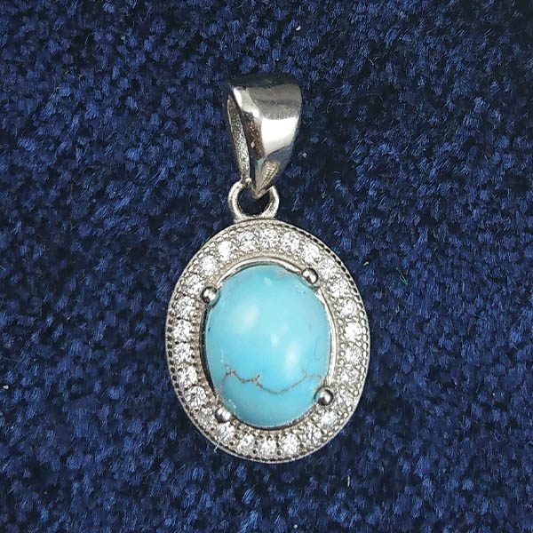 گردنبند نقره زنانه طرح فرزانه با سنگ فیروزه نیشابوری - Image 3