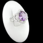 انگشتر نقره زنانه طرح گلوریا با نگین آمیتیست