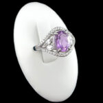 انگشتر آمیتیست الماس تراش نقره زنانه طرح رعنا