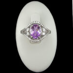 انگشتر آمیتیست الماس تراش نقره زنانه طرح رعنا - Image 3