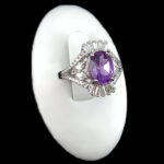 انگشتر نقره زنانه طرح سمیرا با سنگ آمیتیست