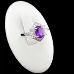 انگشتر آمیتیست الماس تراش نقره زنانه طرح محدثه