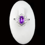 انگشتر آمیتیست الماس تراش نقره زنانه طرح محدثه - Image 2