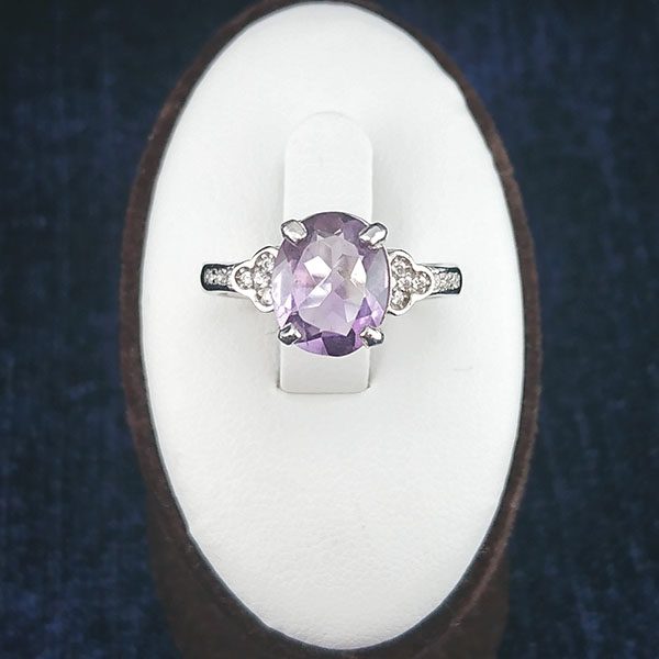 انگشتر نقره زنانه طرح باران با نگین آمیتیست - Image 2