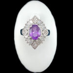 انگشتر نقره زنانه طرح ارغوان با نگین آمیتیست - Image 2