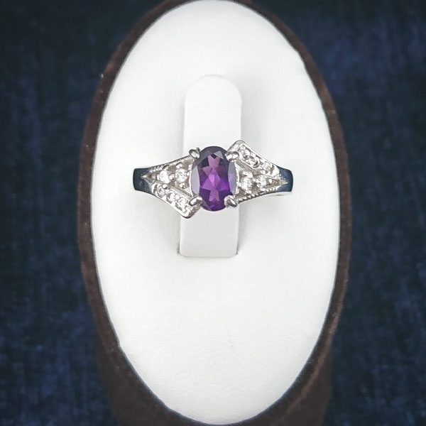 انگشتر نقره زنانه طرح لیلی با نگین آمیتیست - Image 2