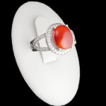 انگشتر نقره زنانه طرح ملیکا با نگین عقیق یمنی سرخ