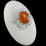 انگشتر نقره زنانه طرح شهلا با نگین عقیق یمنی سرخ