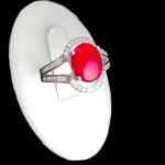 انگشتر نقره زنانه طرح نغمه با نگین عقیق یمنی سرخ