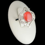 انگشتر نقره زنانه طرح مژده با سنگ عقیق یمنی سرخ