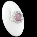 انگشتر نقره زنانه طرح مهلا با سنگ عقیق کبود یمنی