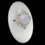 انگشتر نقره زنانه طرح سوگند با سنگ عقیق کبود یمنی