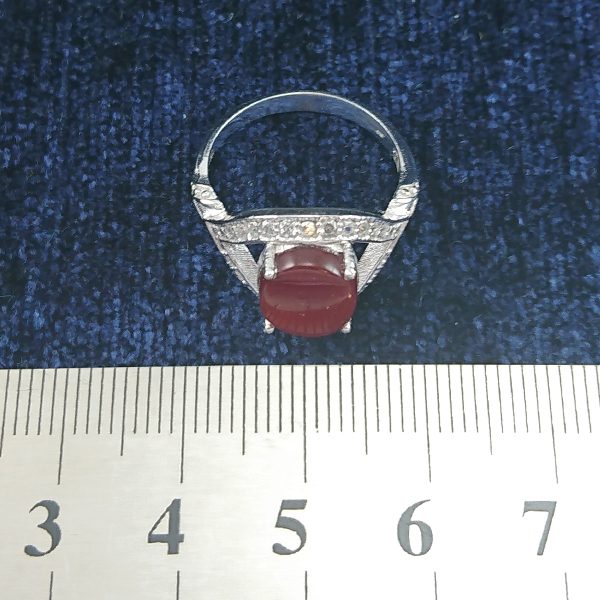 انگشتر نقره زنانه طرح آرزو با سنگ عقیق یمنی سرخ‌‌‌ - Image 4
