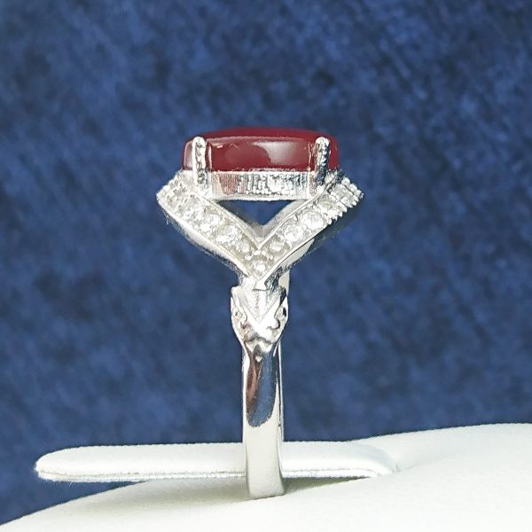 انگشتر نقره زنانه طرح آرزو با سنگ عقیق یمنی سرخ‌‌‌ - Image 2