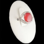 انگشتر نقره زنانه طرح آرزو با سنگ عقیق یمنی سرخ‌‌‌