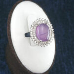 انگشتر نقره زنانه طرح فلورا با سنگ عقیق کبود یمنی