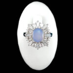 انگشتر نقره زنانه طرح نارسیس با سنگ عقیق کبود یمنی - Image 2