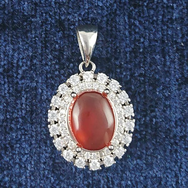 گردنبند نقره زنانه طرح محبوبه با سنگ عقیق یمنی سرخ - Image 2