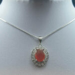 گردنبند نقره زنانه طرح محبوبه با سنگ عقیق یمنی سرخ - Image 3