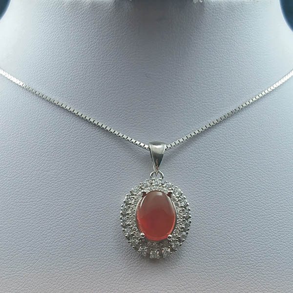 گردنبند نقره زنانه طرح محبوبه با سنگ عقیق یمنی سرخ - Image 3